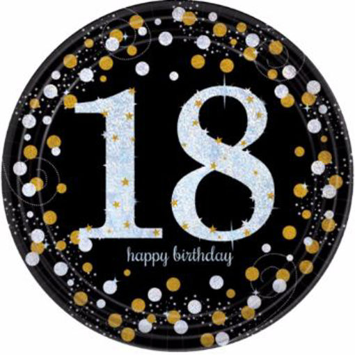Picture of 18TH GOLD CELEBRATION PAPER PLATES X8